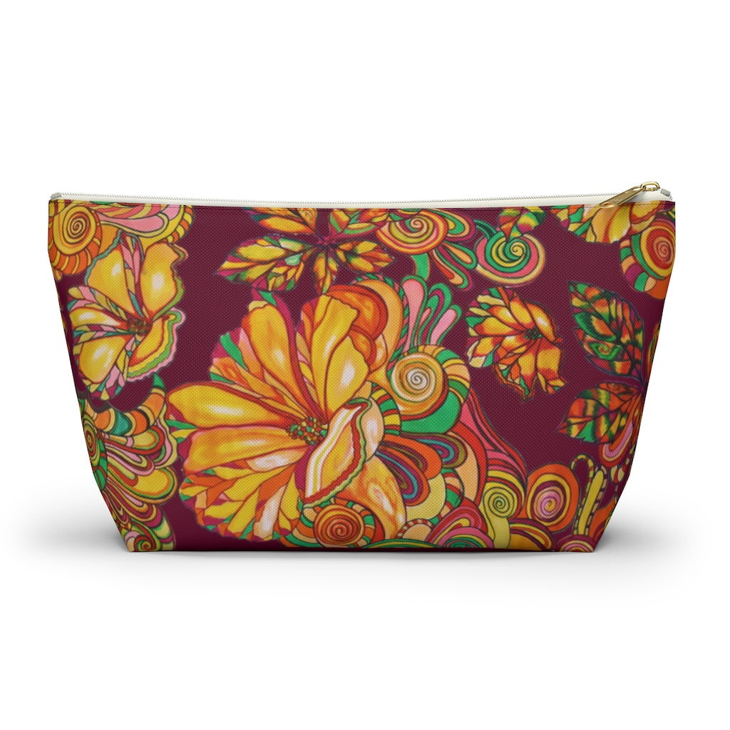 Marsala Artsy Floral Accessory Pouch