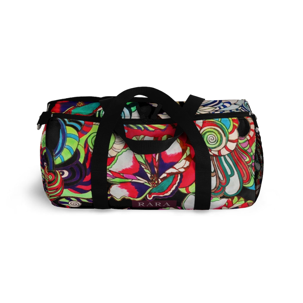 Artsy Floral Pop Black Duffel Bag