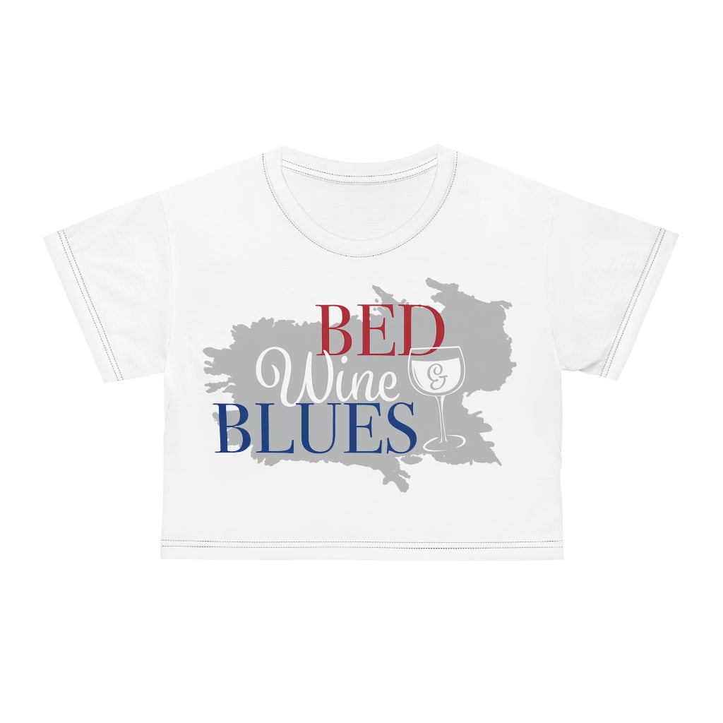 White Bed & Blues AOP Crop Tee