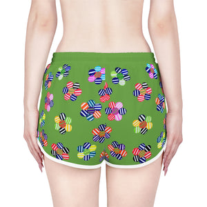 Olive Candy Florals Relaxed Shorts