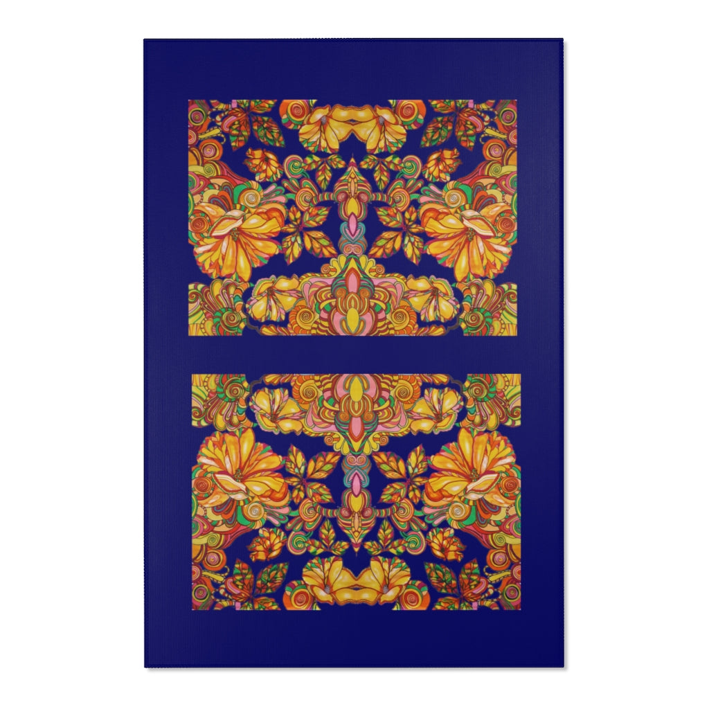 Artsy Floral Persian Blue Area Rug