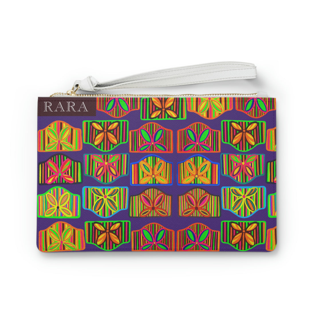 Purple Deco Print Clutch Bag