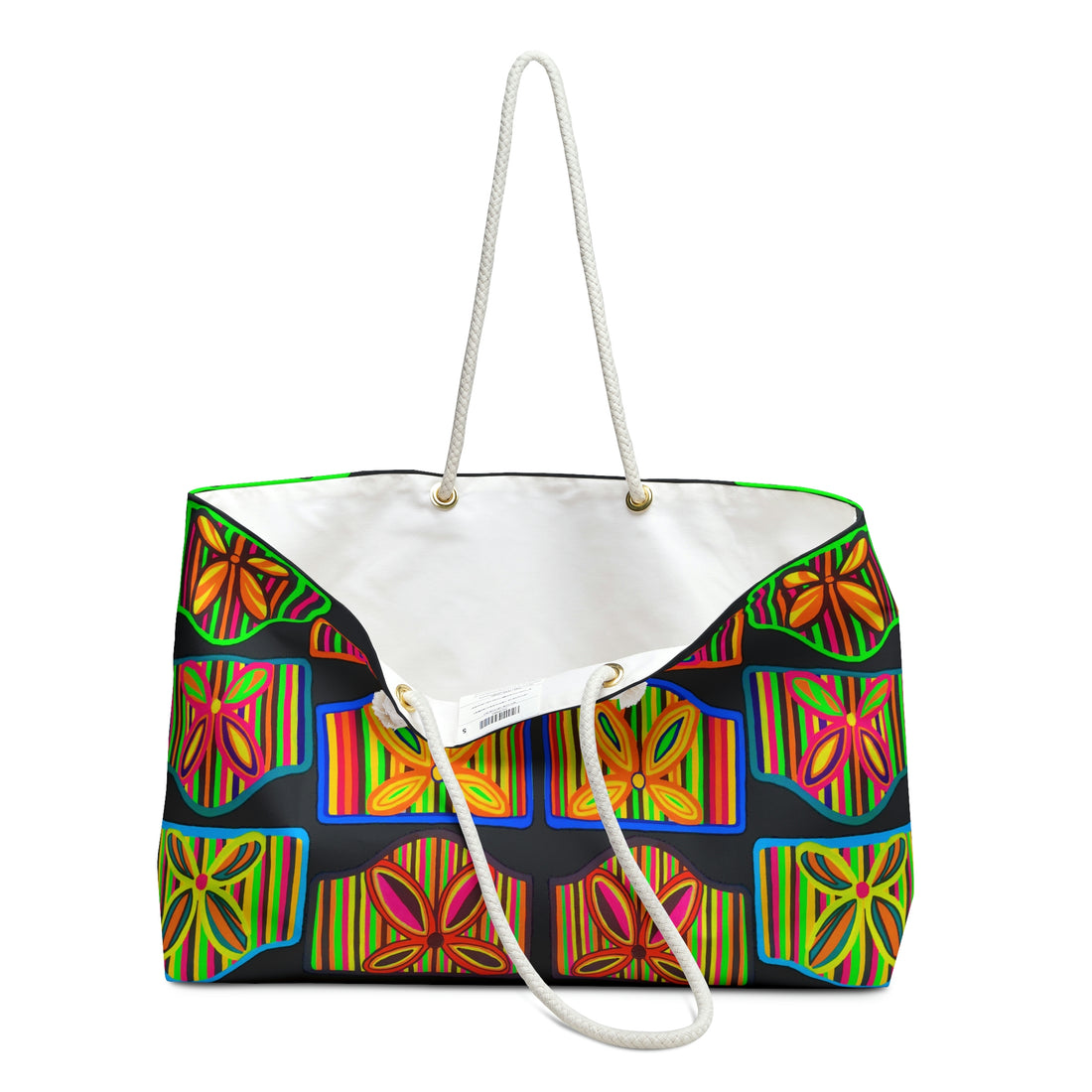 black art deco print beach open tote bag