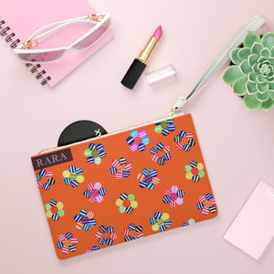 Orange Candy Florals Clutch Bag