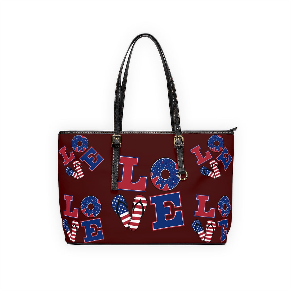Marsala LOVE PU Leather Shoulder Bag