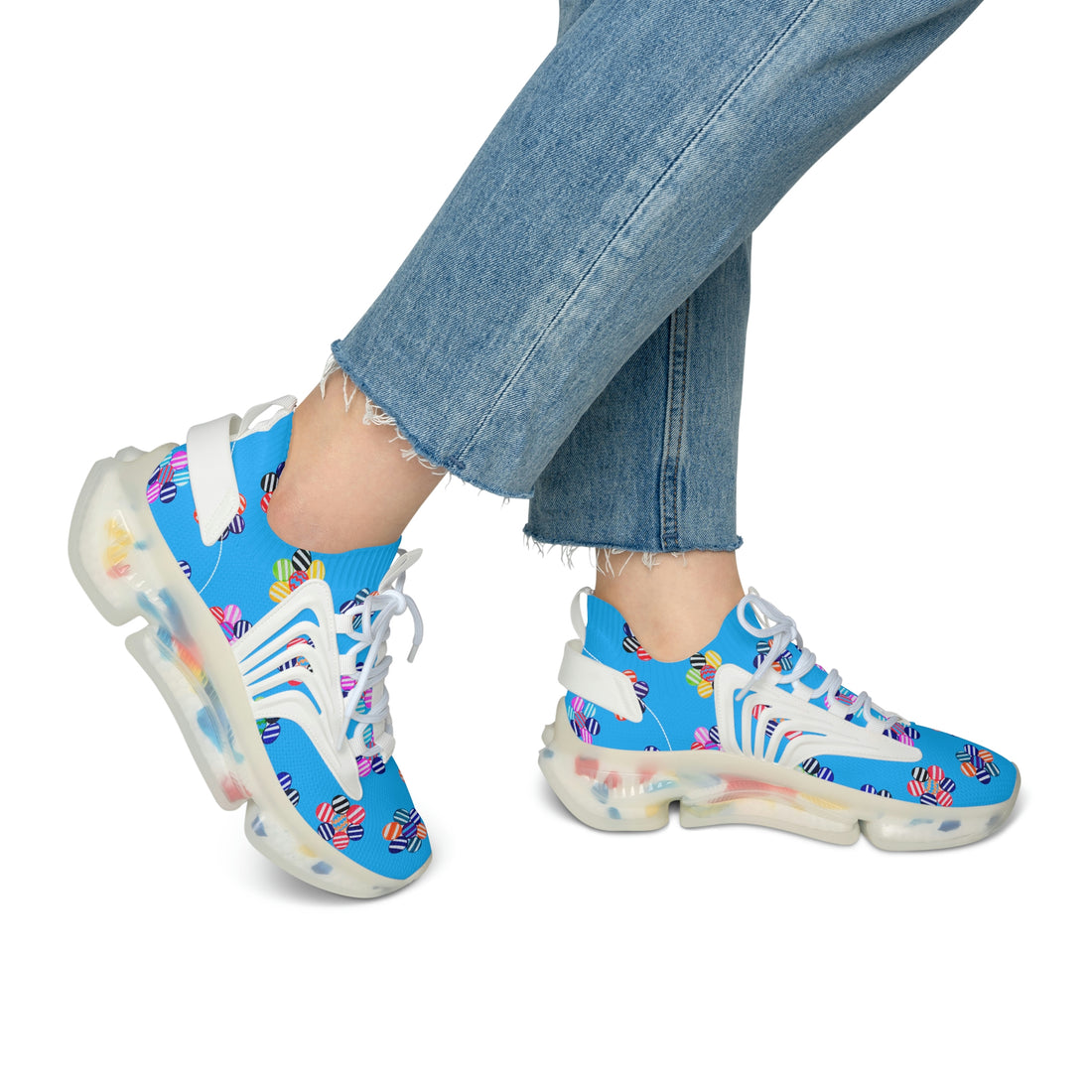 Aqua Candy Floral Printed OTT Women's Mesh Knit Sneakers