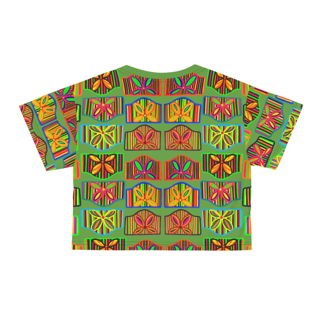 Olive Deco Print AOP Crop Tee