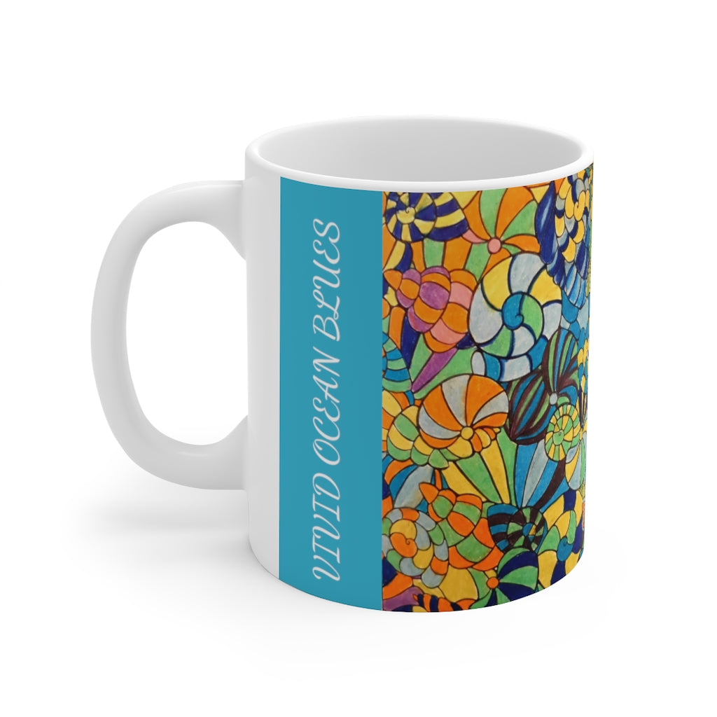 Vivid Ocean Blues Aqua Ceramic Mug 11oz