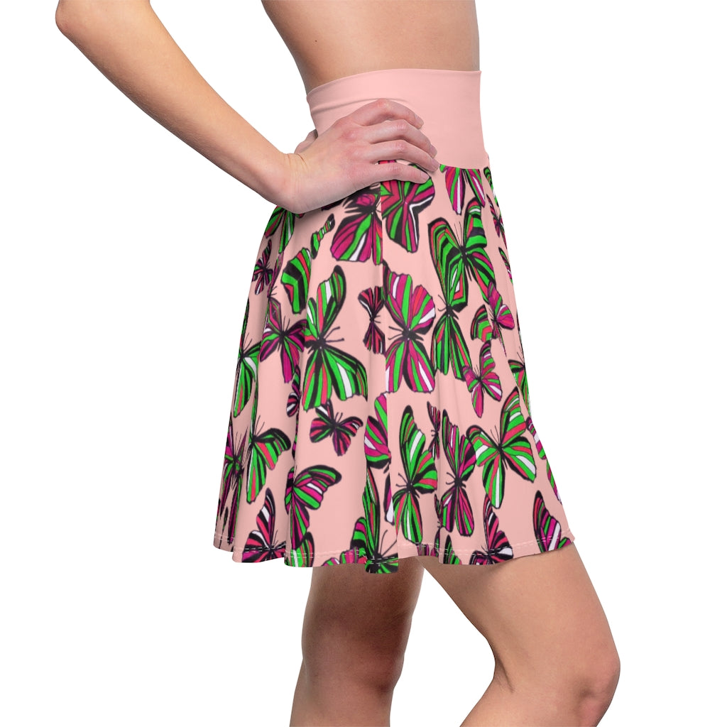 Butterflies Blush Skater Skirt