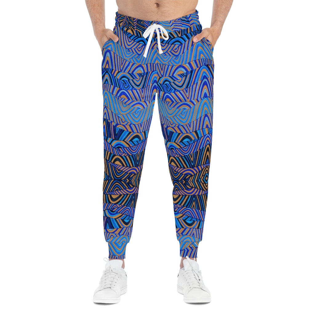 ochre unisex psychedelic print joggers