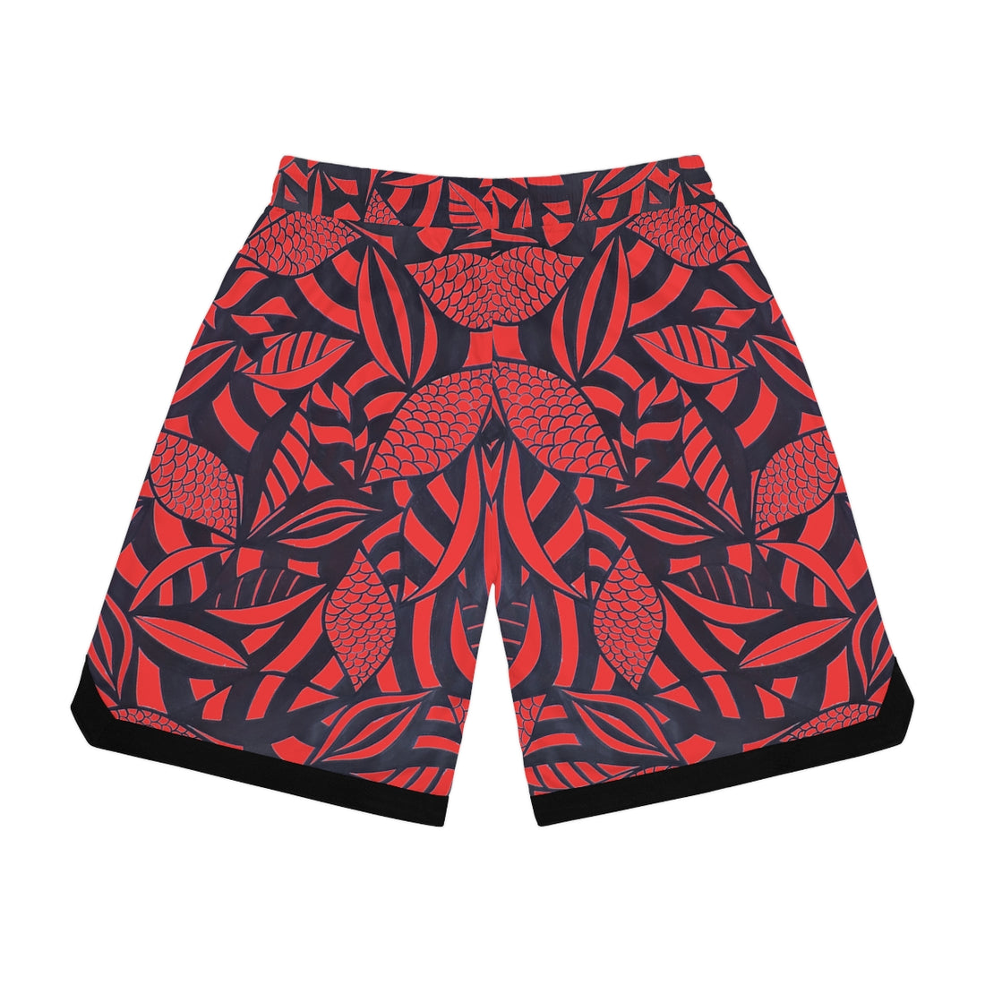 Vermillion Tropical Minimalist Basketball Rib Shorts (AOP)