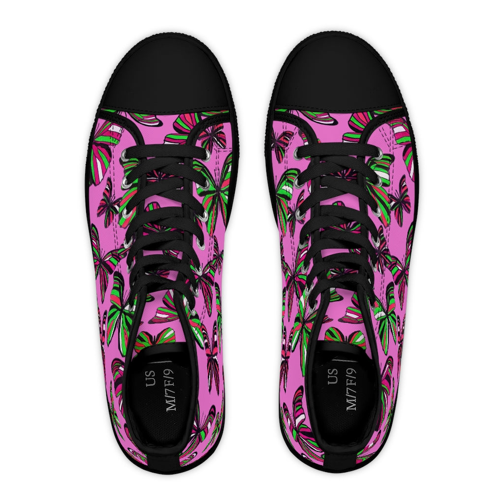 Rose Butterflies Women's High Top Sneakers