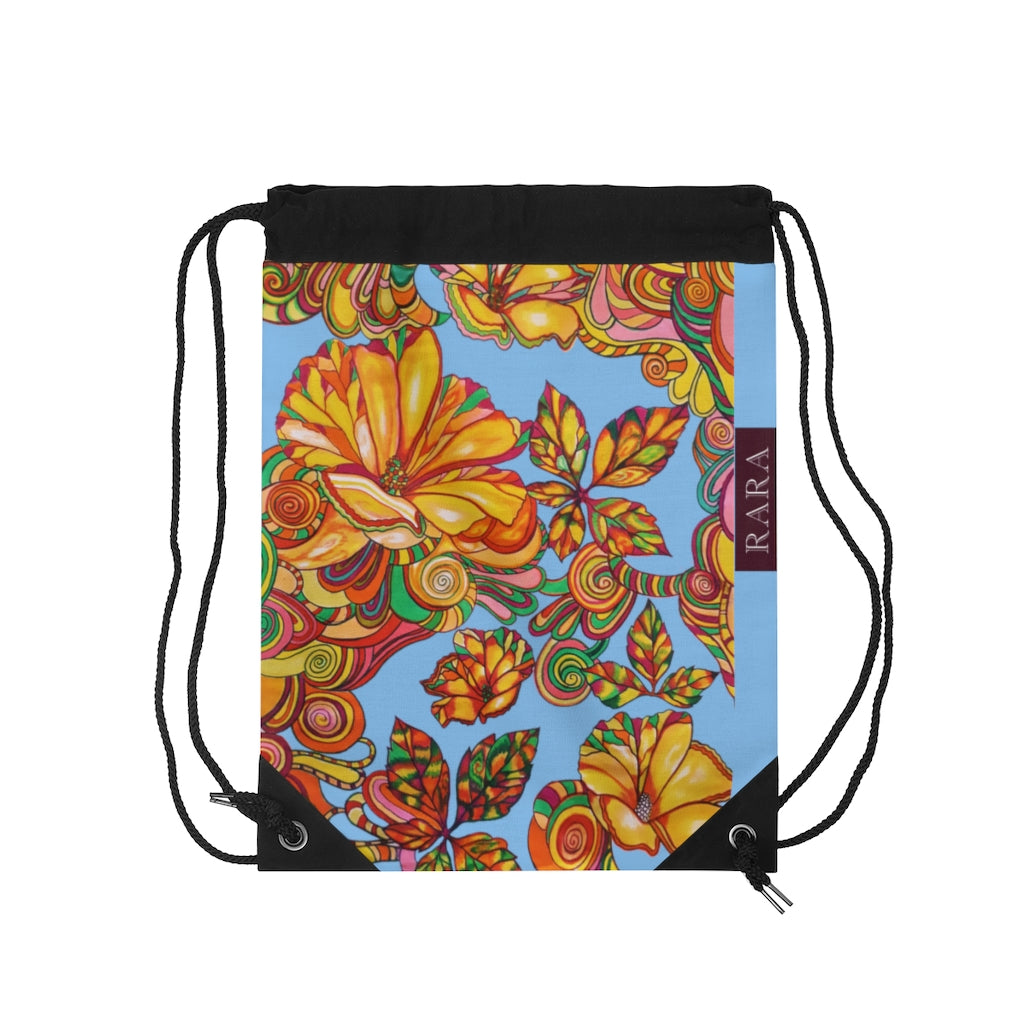 Sky Artsy Florals Drawstring Bag