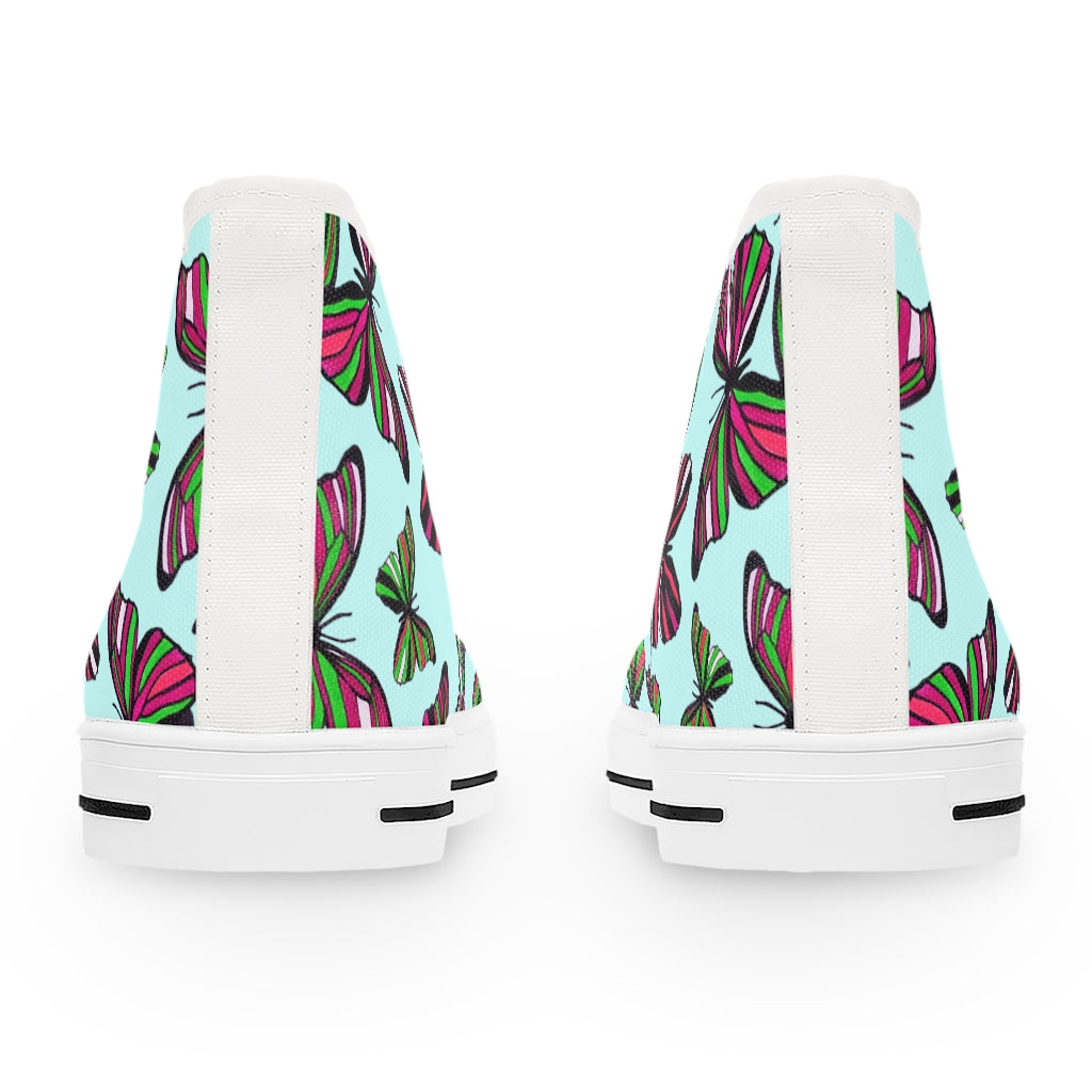 Ice Blue Butterflies Women's High Top Sneakers