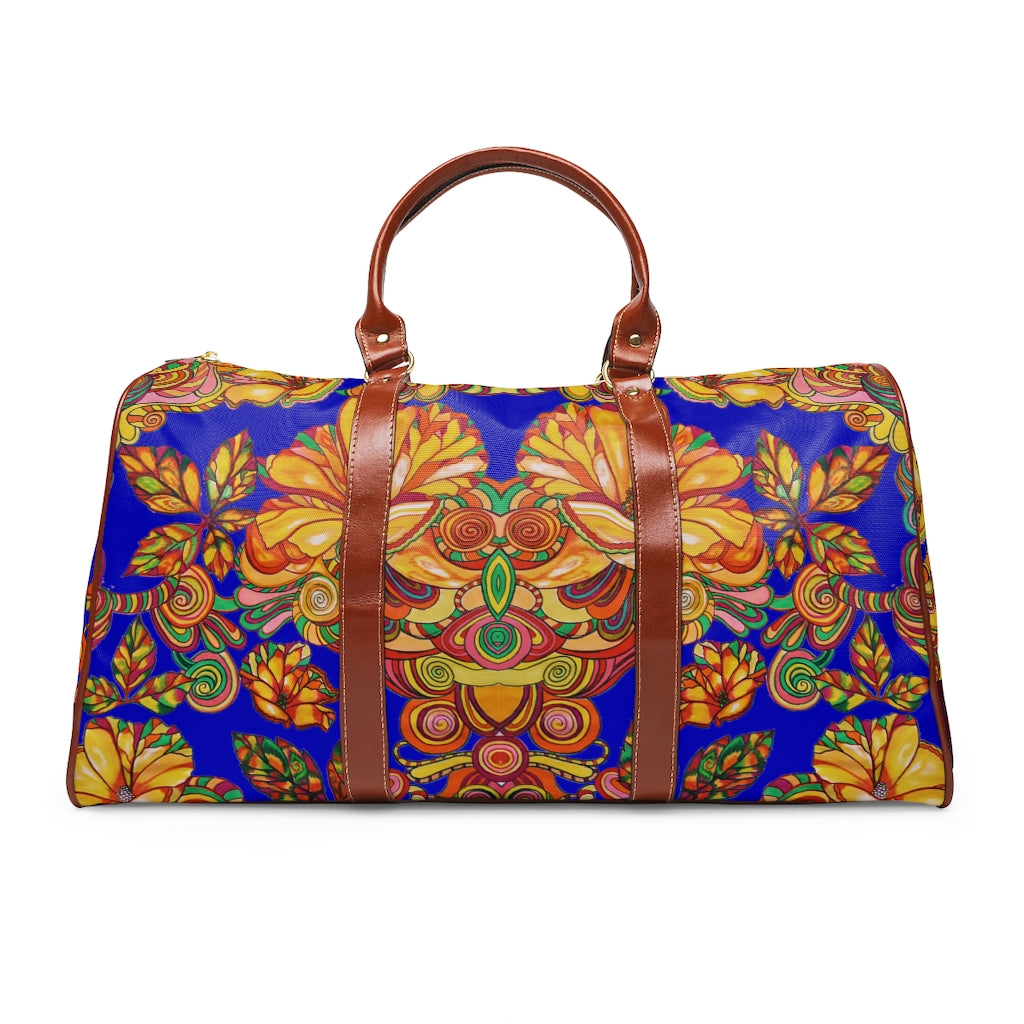 Cobalt Artsy Floral Waterproof AOP Travel Bag