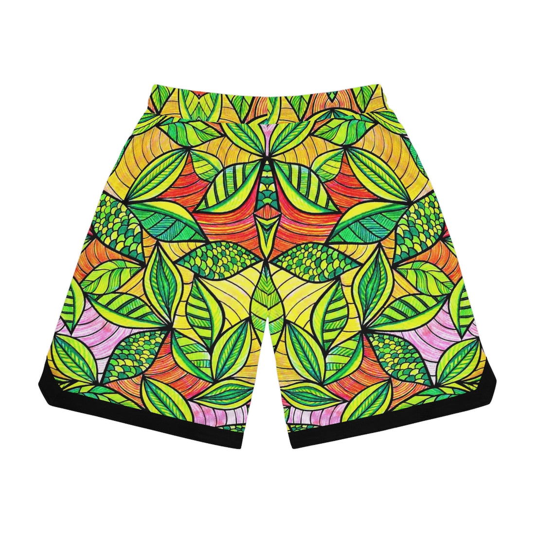 multicolour tropical print basketball shorts for men