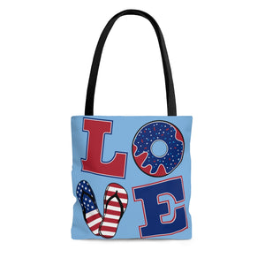 AOP American Love Blue Tote Bag