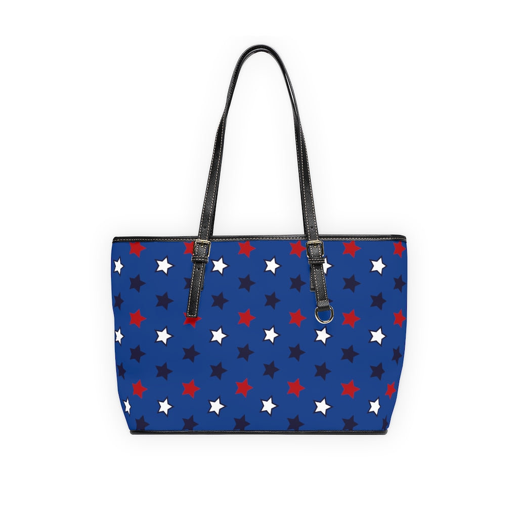 blue star print handbag