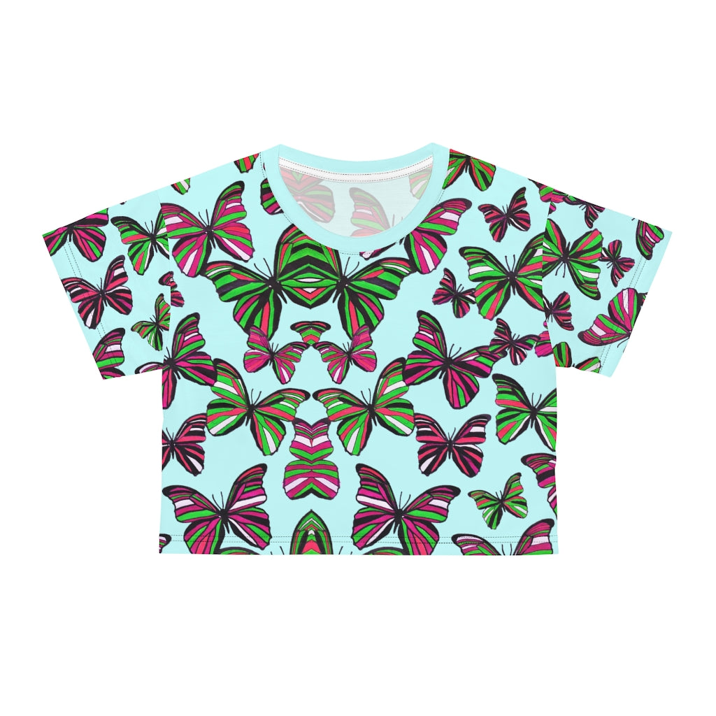 Icy Butterfly AOP Crop Tee