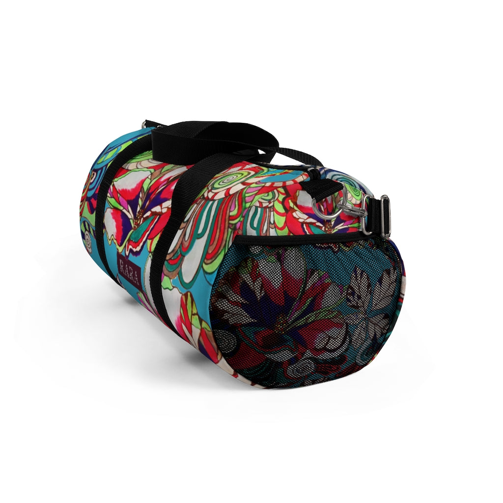 Artsy Floral Pop Aqua Duffel Bag