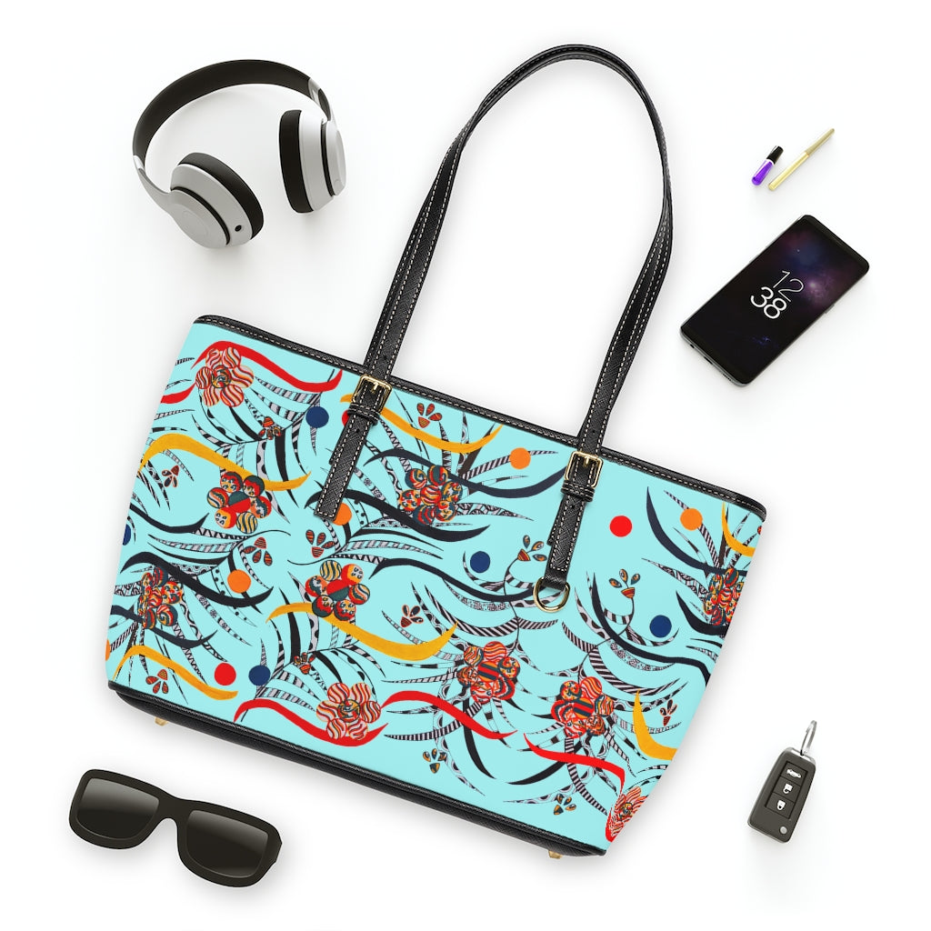 icy blue  animal & jungle print tote bag