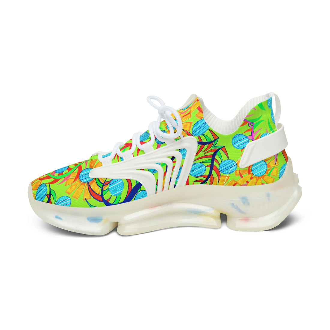 Lime Sunflower Printed OTT Women's Mesh Knit Sneakers