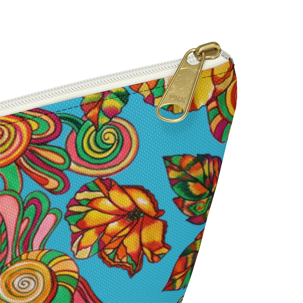 Aqua Artsy Floral Accessory Pouch