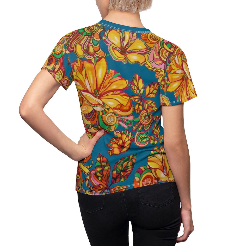 Artsy Floral Teal AOP T-Shirt