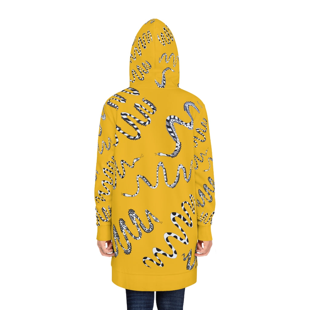 Yellow Snake Print Hoodie Dress