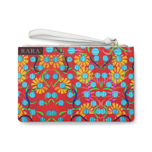 Red Sunflower Print Clutch Bag