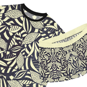 Cream Tropical Minimalist Short Pajama Set (AOP)