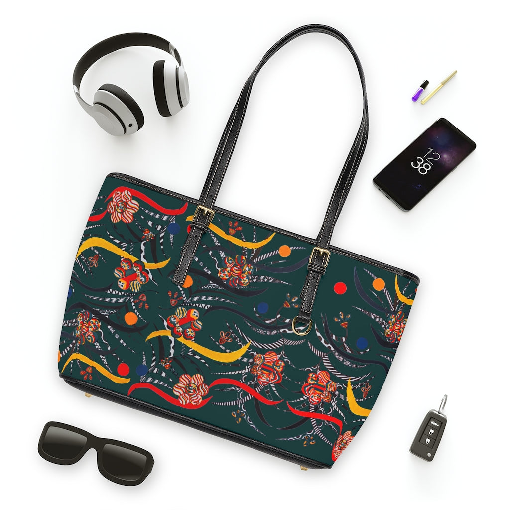 bottle green  animal & jungle print tote bag