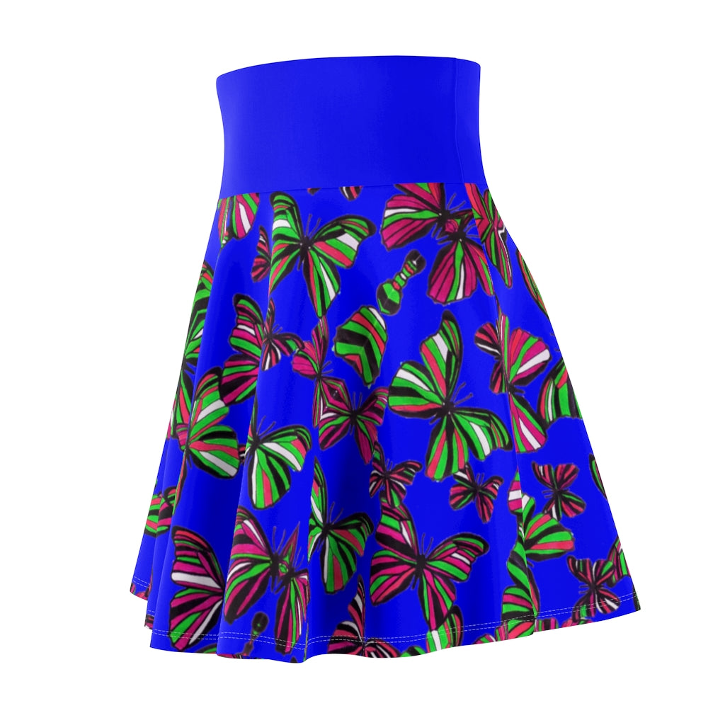 Butterflies Electric Blue Skater Skirt