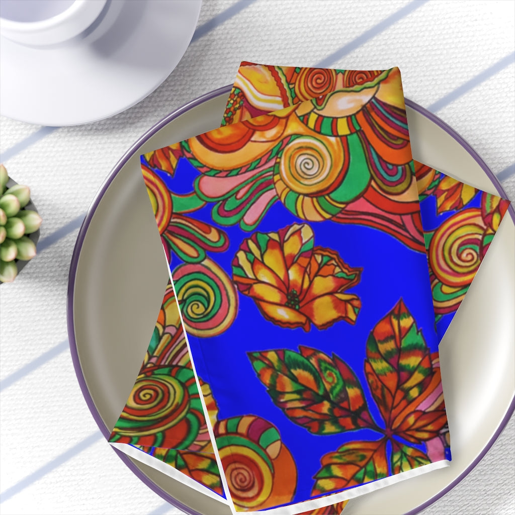 Electric Blue Artsy Floral Napkin