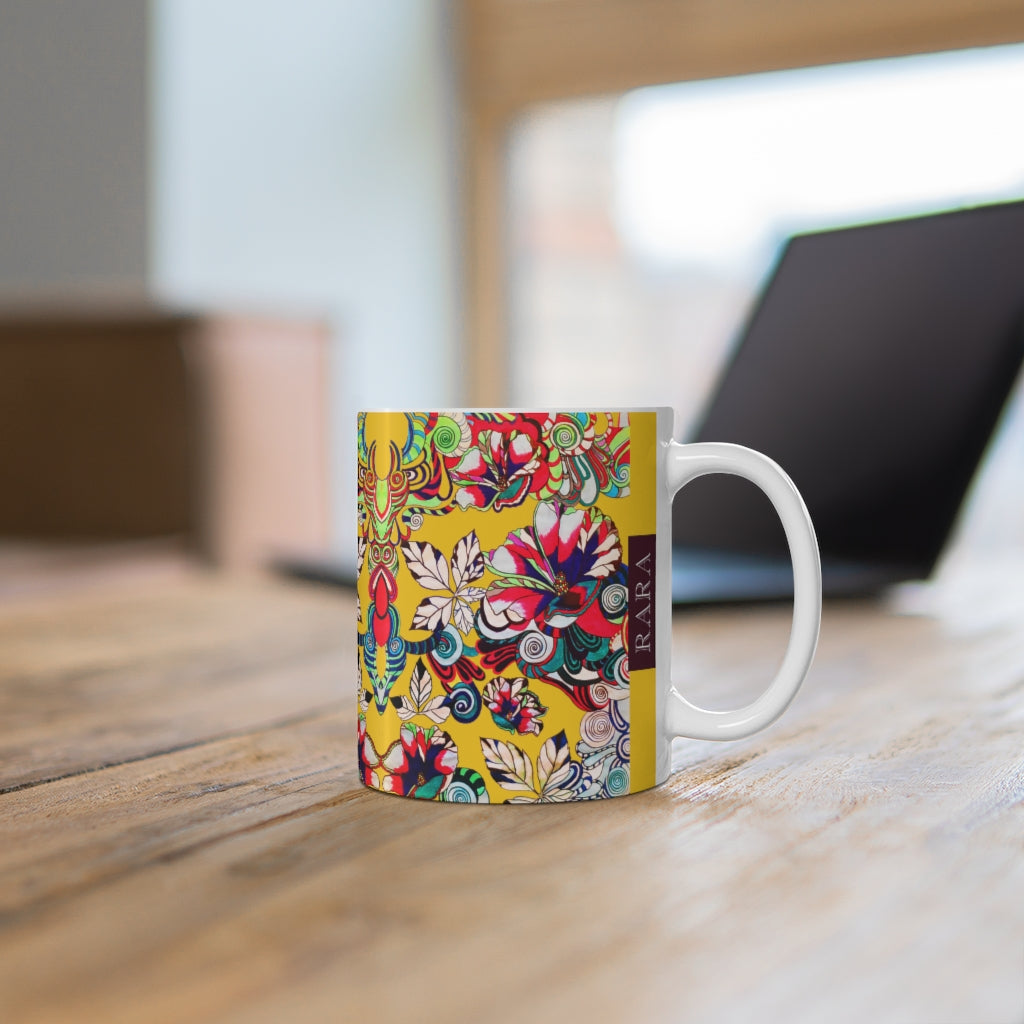 Floral Art Yellow Mug 11oz