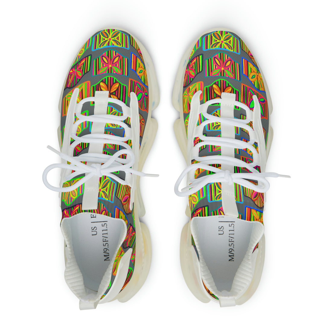 Ash Grey Deco Print OTT Men's Mesh Knit Sneakers