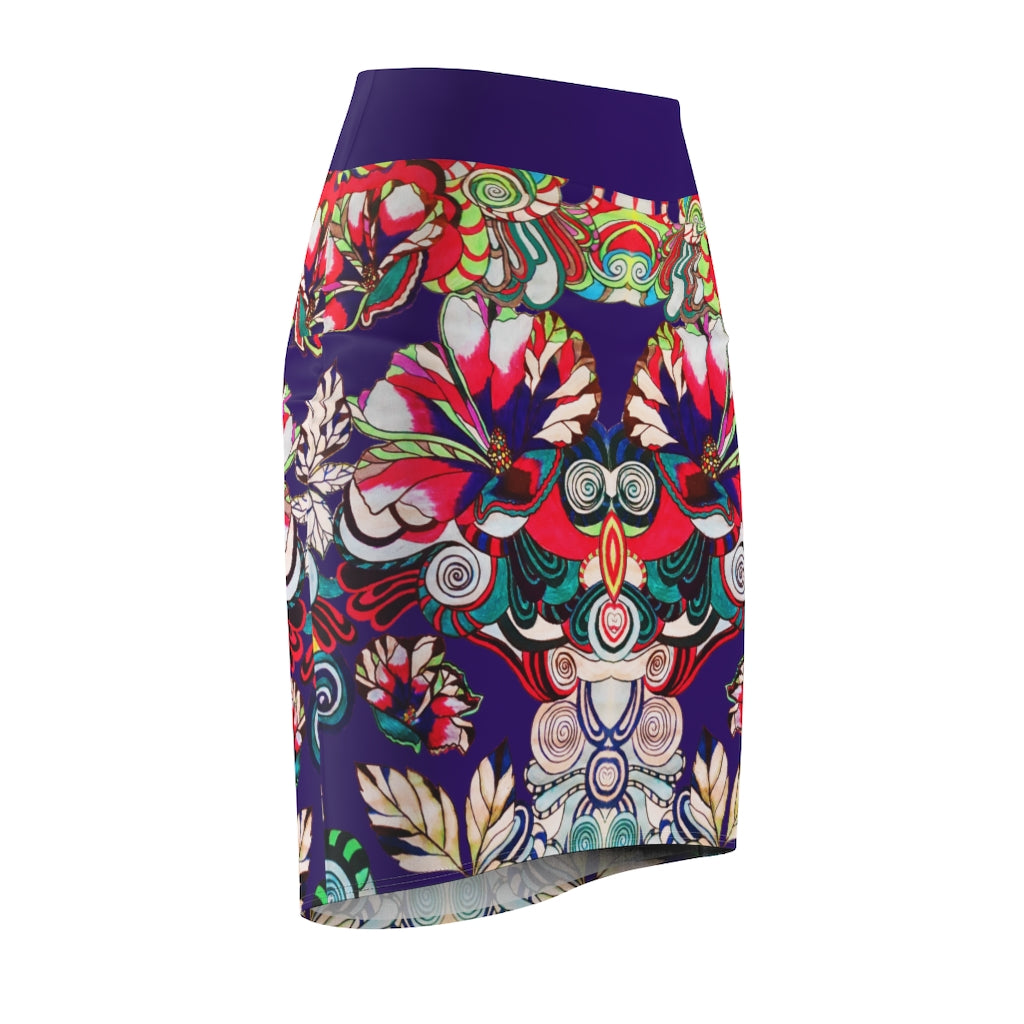 Floral Pop Violet Pencil Skirt