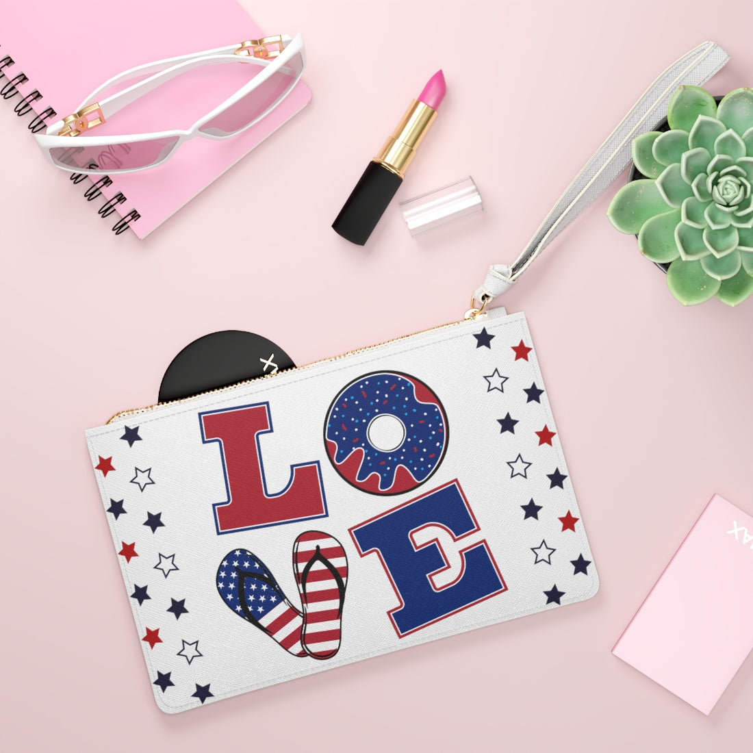 White American Love Clutch Bag