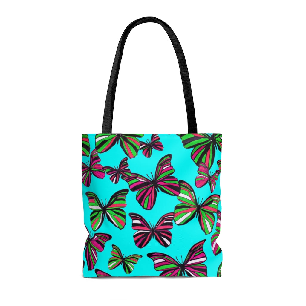 AOP Butterflies Cyan Tote Bag