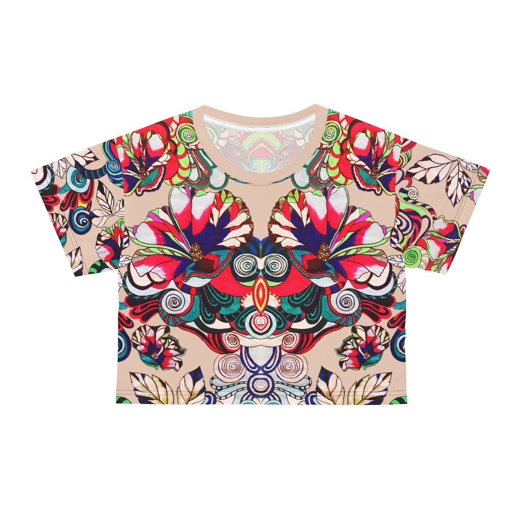 Nude Artsy Floral Pop AOP Crop Tee