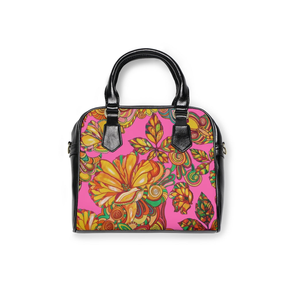 rose pink floral print handbag