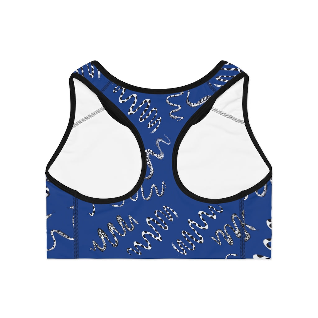 Blue Snake Print (AOP) Sports Bra