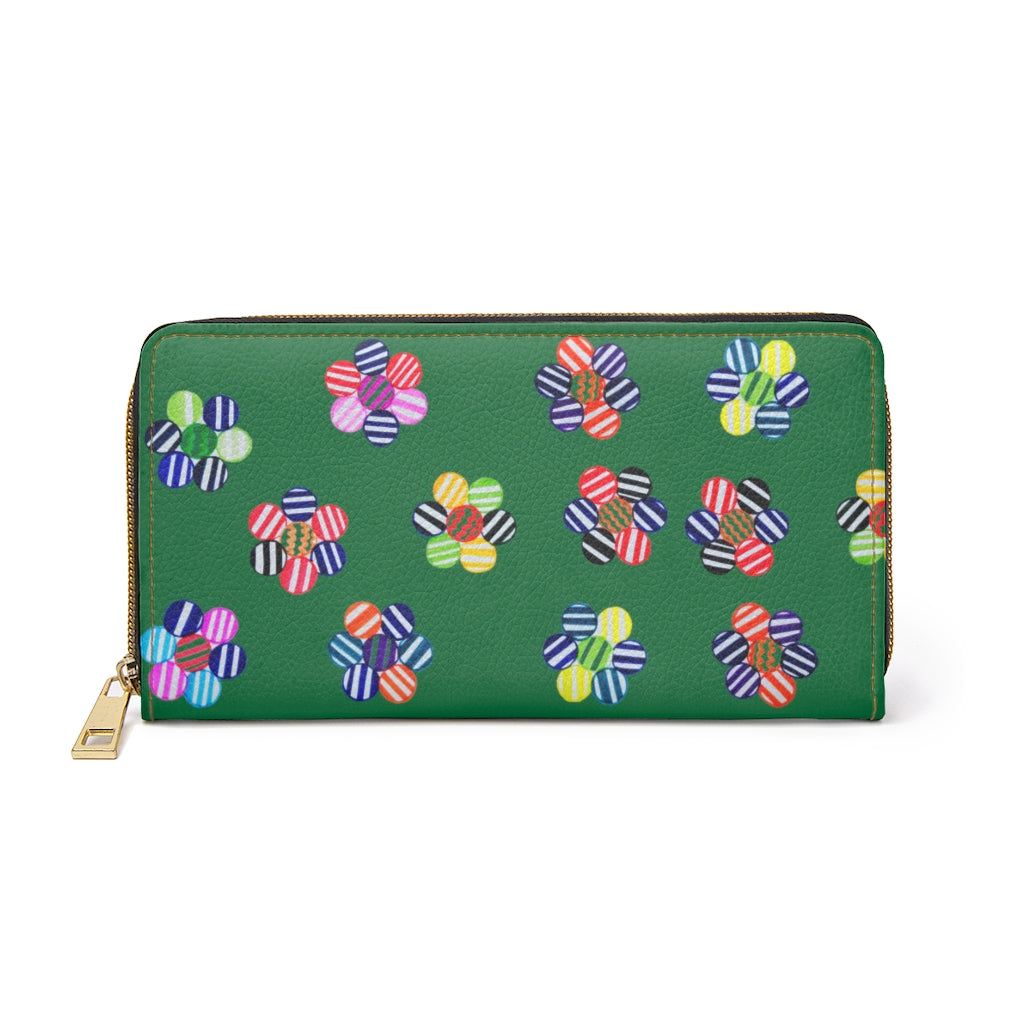 emerald floral print clutch wallet