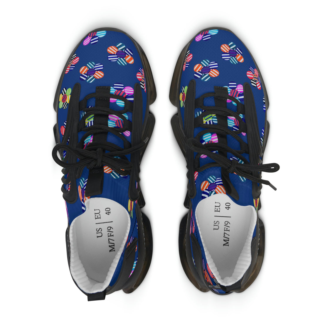 Royal Blue Candy Floral Printed OTT Women's Mesh Knit Sneakers