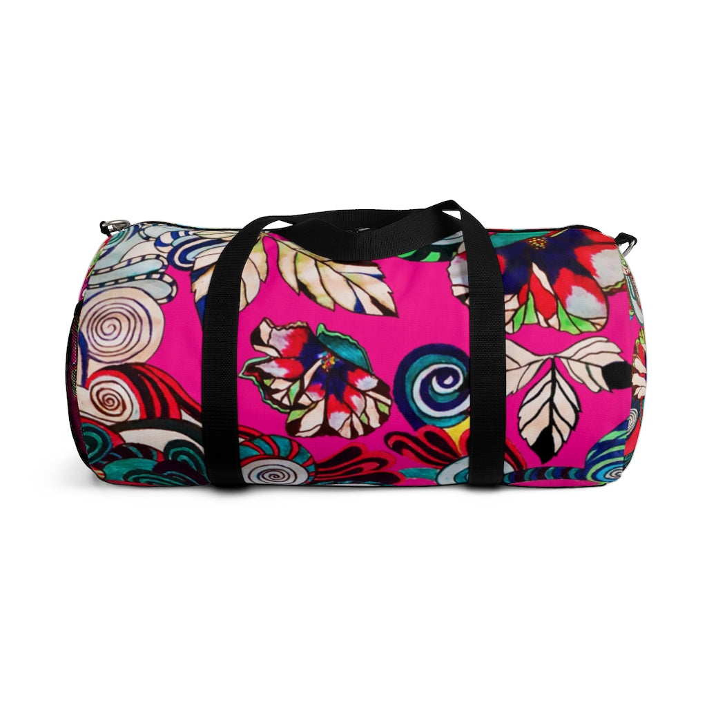 Artsy Floral Pop Pink Duffel Bag