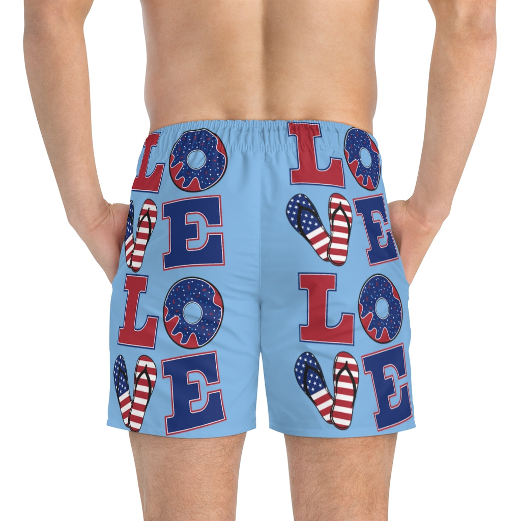 Men's American Love Sky Swimming Trunks