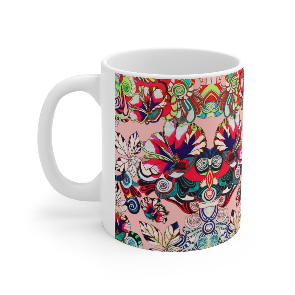 Floral Art Blush Mug 11oz