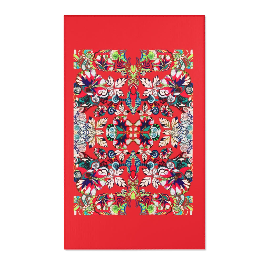 Artsy Floral Pop Red Area Rug