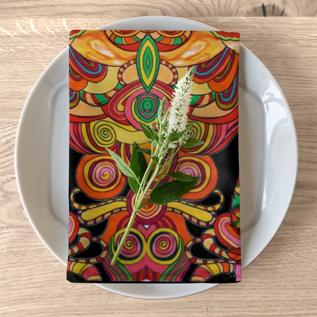 Black Artsy Floral Napkin