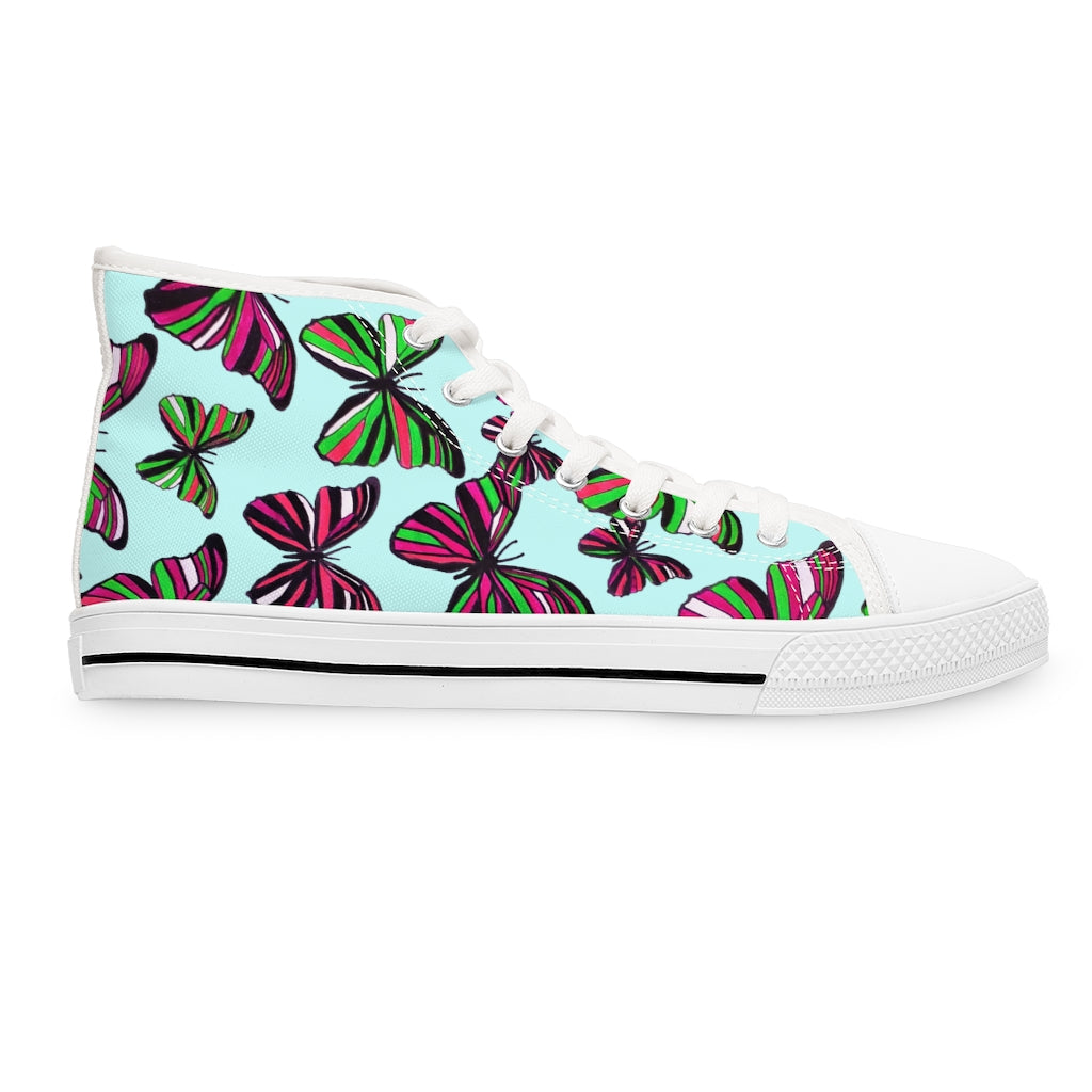 Ice Blue Butterflies Women's High Top Sneakers